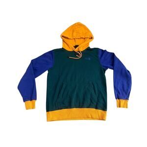 North Face TNF Blue Yellow Green Colorblock Mens Small Hoodie Sweatshirt